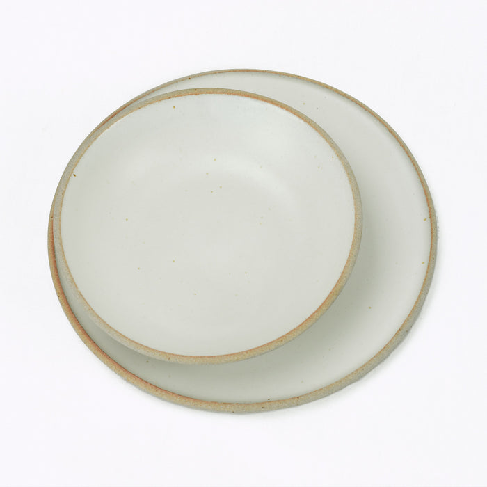 White ceramic Stillness Plate and Stillness Bowl