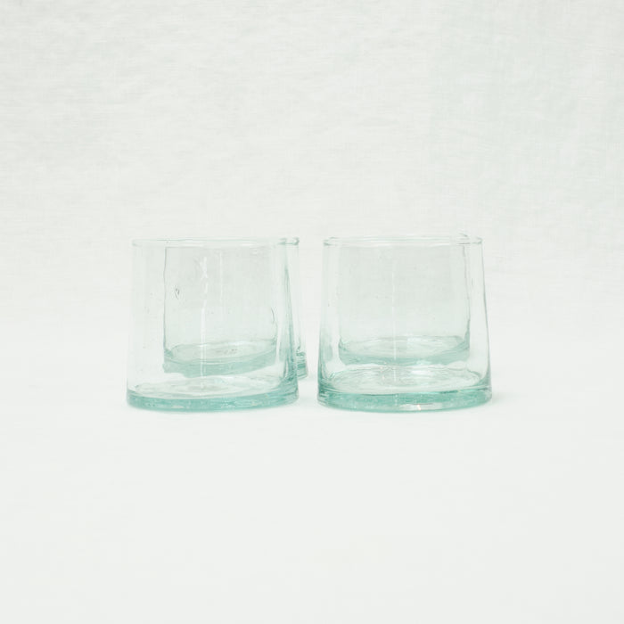 Four Recycled Glass Tumblers shown. 3" height. Made by Hawkins NY.